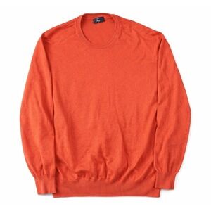 Fay Tod's Italy Cotton Crewneck Sweater Coral Orange Lightweight Knit‎